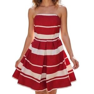 Vineyard Vines Dress Maritime Stripe Red White Fit & Flare Lined Pockets Size 2